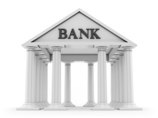 Fototapeta premium Banking concept, ancient bank building isolated on white background