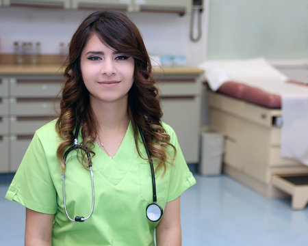 Young Attractive Female Hispanic Healthcare Worker, nurse