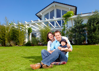 Family with house and garden