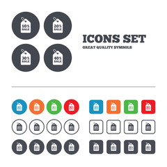 Sale price tag icons. Discount symbols.