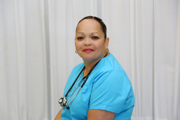 Mature Multi Ethnic Female Healthcare Professional, copy space