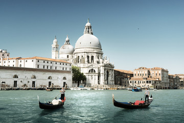 Naklejka premium Canal Grande i Bazylika Santa Maria della Salute, Wenecja, Włochy