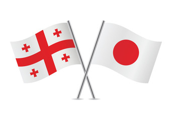 Georgia and Japan flags. Vector illustration.