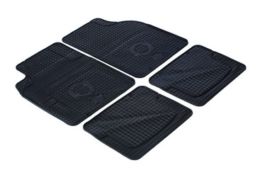 Set of winter car mats on white background
