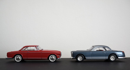 Fototapeta na wymiar Red and Grey Classic Retro Luxury Sports Cars