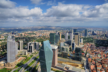 Fototapeta na wymiar Skyscrapers and modern office buildings in Istanbul, Turkey
