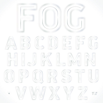 Font fog, stylish alphabet. Best for use for posters, cards, flyers and web design. Vector illustration.
