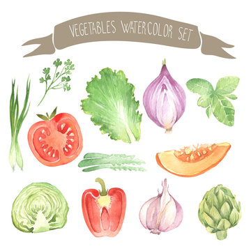 Other fresh vegetables watercolor  set