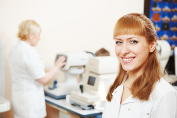 Ophthalmologist or optometrist worker 