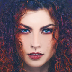 Fototapeta premium Fashionable female portrait. Vogue style redhead girl.