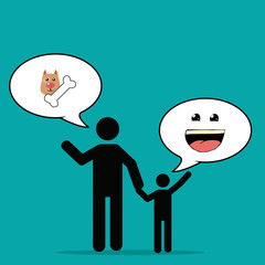 pet illustration over color background