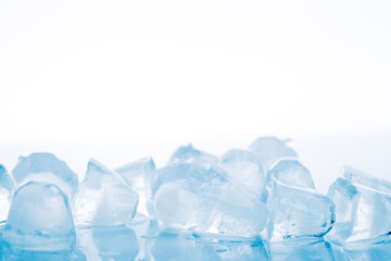 Ice cubes on a white background