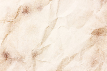 Crumpled stained paper. Old retro letter texture. 