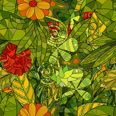 hand drawn floral seamless pattern