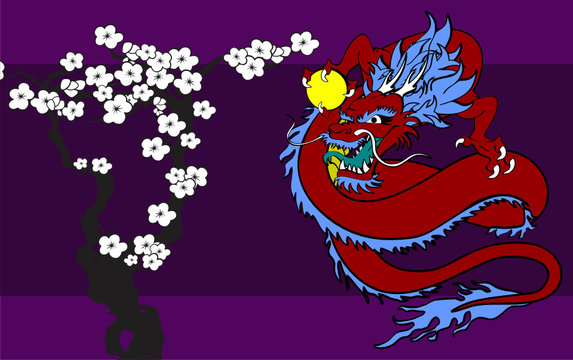 japanese dragon tattoo background in vector format 