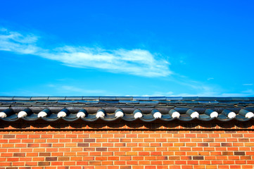 Roof of Gyeongbokgung palace in Seoul, Korea
