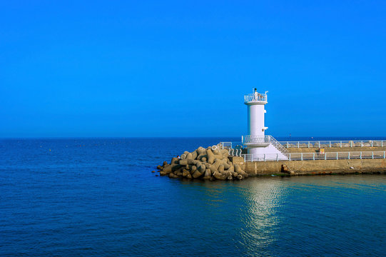 Lighthouse on sea