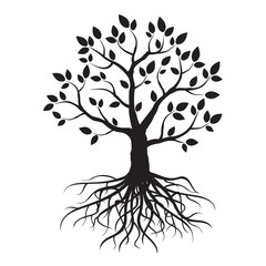 Fototapeta premium Vector tree and roots