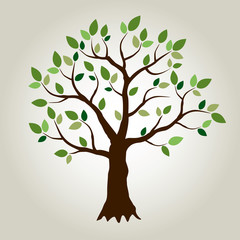 Vector tree with green leafs