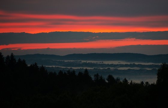 Scenic Foggy Sunset HIlls