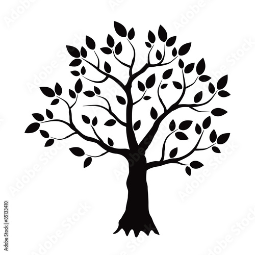 "Black vector tree with leafs" fichier vectoriel libre de droits sur la