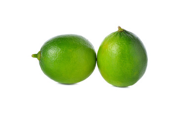 fresh green lime on white background