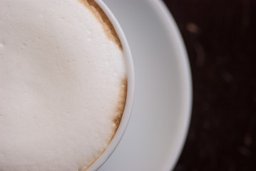 Close up cup of Hot Cappuccino