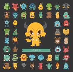 Set of monster characters poses © Eucalyp