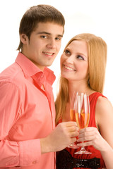 Happy couple with champagne