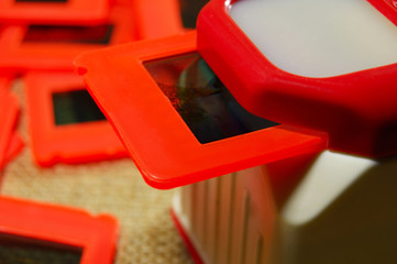 Vintage slide projector and slide films