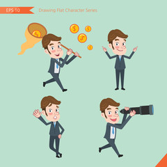 Set of drawing flat character style, business concept  young office worker  activities - funding, ability, counsel, finding