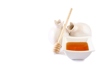 rosh hashanah (jewesh holiday) concept - honey and pomegranate