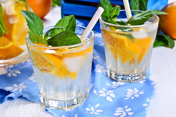 Drink with oranges and mint