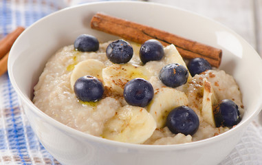 Oatmeal with blueberries for a  Breakfast.