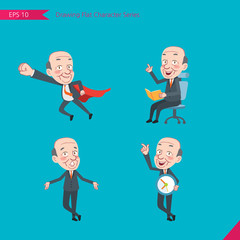 Set of drawing flat character style, business concept ceo activities - business hero, Question,  time management, Knowledge