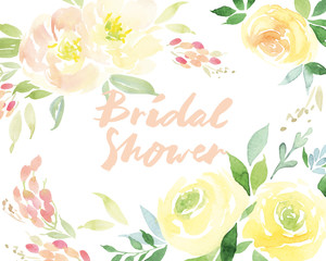 Watercolor greeting card flowers.