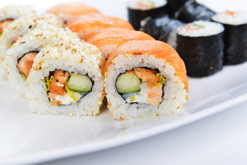 Delicious sushi rolls