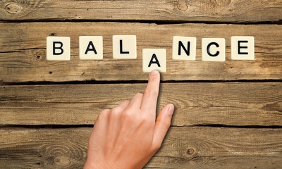 Balance, text, letters.