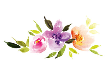 Fototapeta na wymiar Watercolor flower wreath