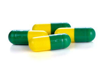 pills capsules on white background