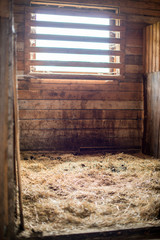 Inside view of Old rural stable.