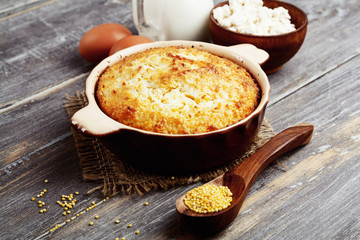Casserole with millet and curd