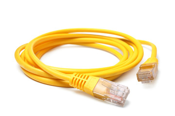 Network ethernet cable with RJ45 connectors - obrazy, fototapety, plakaty