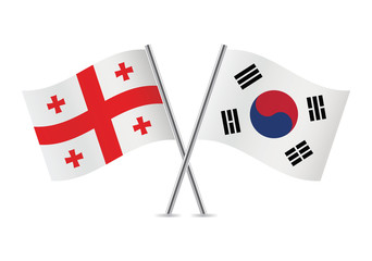 Georgia and South Korea flags. Vector illustration.