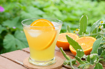 orange juice with mint leaves