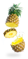 Tasty tropical pineapple slices juice burst