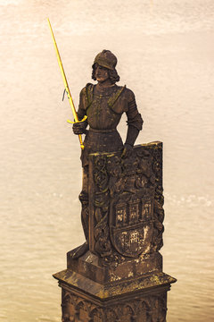 Knight Brunswick (Bruncvik) Statue on Charles Bridge in Prague