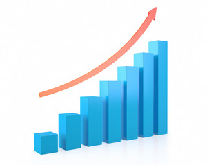Business concept of successful growth chart with a red arrow