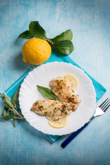 fish fillet with lemon and sage