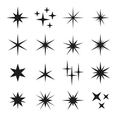 Sparkles Black Template Icons on White Background. Vector